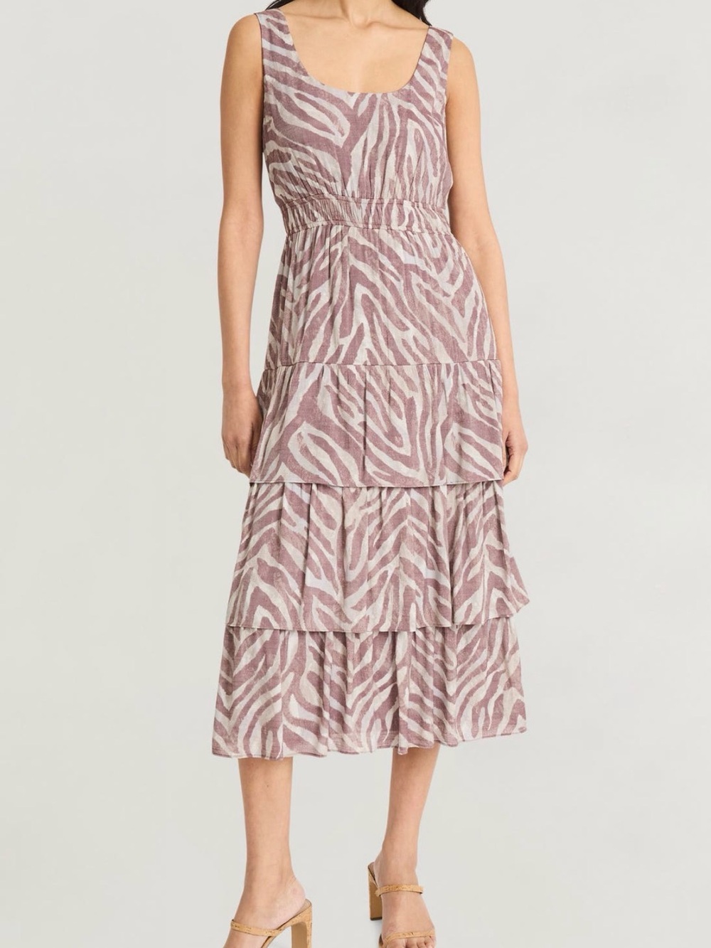 The Good Journey Animal Zebra Print Tiered Midi Dress Size M NWT